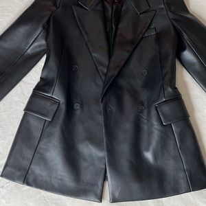 Zara faux leather blazer jacket